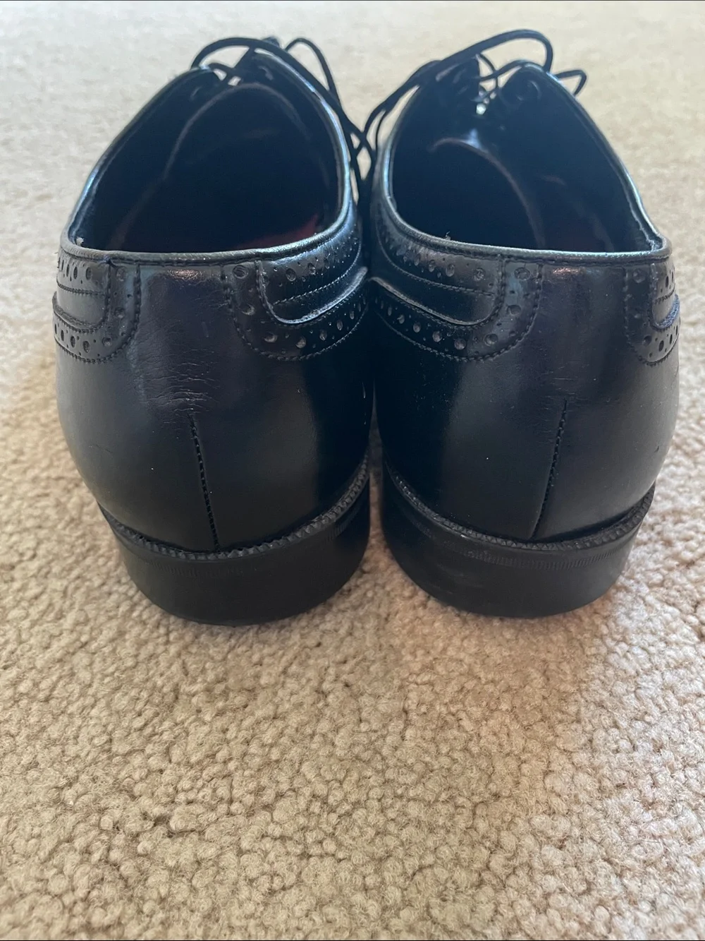 Men's Black Leather Wingtip Oxfords - Classic Lace-Up Dress Shoes